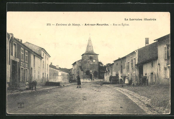 CPA Art-sur-Meurthe, Street and Church