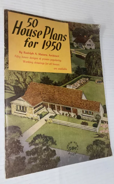 50 planos de casa vintage 1949 para 1950 Matern Know How libro Archway Press MCM utilería