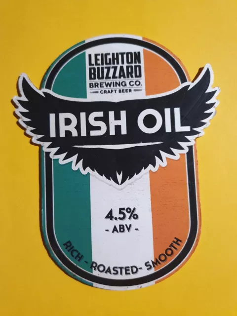Beer pump clip badge front LEIGHTON BUZZARD brewery IRISH OIL real ale