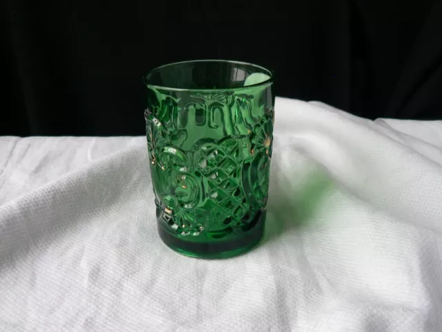 Croesus Tumbler Green with very worn gold trim #484 Riverside Glass EAPG 2