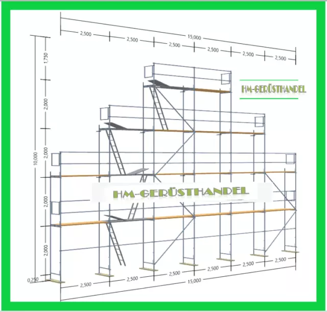 Neu Gerüst Fassadengerüst Baugerüst 141,00qm AF Feld 2,50m Stahl Neu !!!