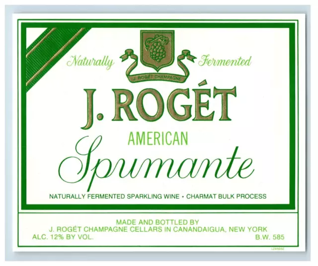 Vintage J Roget American Spumante Paper Wine Label Original S85E