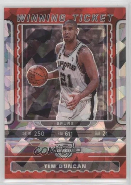 2019 Contenders Optic Winning Tickets Red Cracked Ice Prizm Tim Duncan #19 HOF