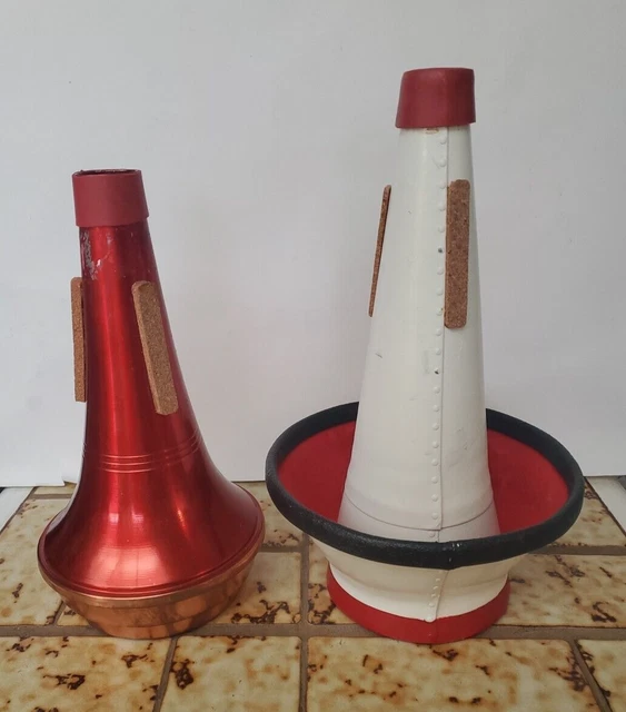 2VINTAGE STONE LINED Humes & Berg Trombone Straight Mute & Cup Mute