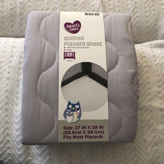 Quilted Playard Sheet Parent’s Choice Gray Fitted 27”x 39” Baby Bed Play Soft