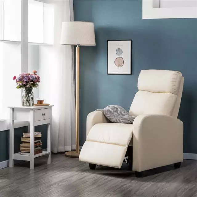 Push Back Recliner Chair w/Footrest Living Room Soft Sofa Accent Chair Home US