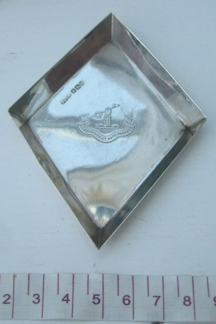 Sheffield 1899 Sterling Silver Chess Piece Diamond Shaped Tray With Latin Motto