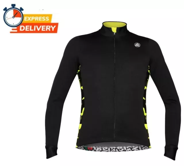 *FUORI TUTTO* Ciclismo MAGLIA MANICA LUNGA INVERNALE + TASCA REFLEX "Alka" / XL