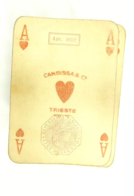 Vecchio Mazzo Carte Da Gioco Poker Bridge  Cambissa Trieste 1952 106 Carte