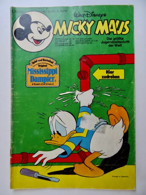 Micky Maus Heft Nr. 18 aus 1979 mit Gutschein , ohne Bastelbeilage, Zustand 2