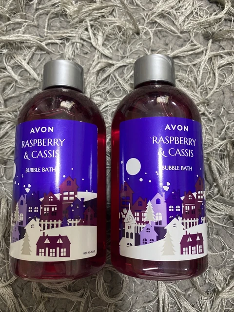 2 X Avon Natale Lampone & Cassis Bubble Bath 250 ml nuovi