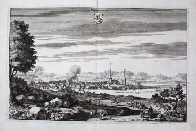 1710 - Filipstad Värmland sweden schweden Kupferstich Dahlberg engraving