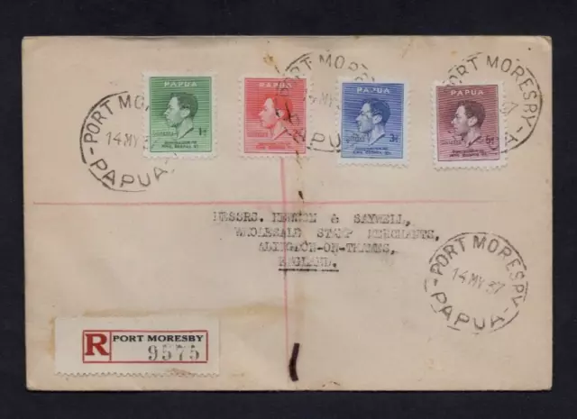 Papua 1937 George Vi Coronation Set On Registered Fdc 'Port Moresby' Fdds.