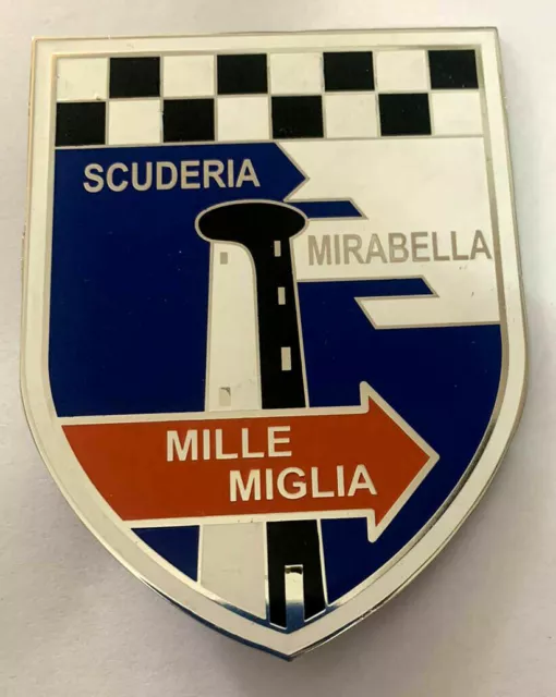 Mille Miglia Scuderia Mirabella Auto Kühlergrill Abzeichen Emblem Automobilia
