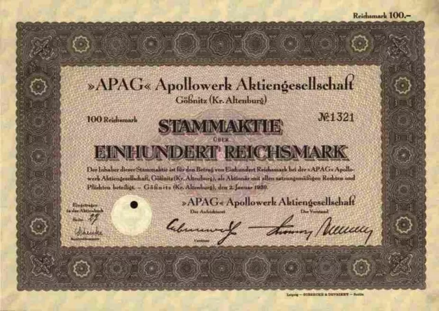 APAG Apollo Plantectorwerk 1939 Gössnitz VEB Altendorf Thüringen 100 RM Pumpen