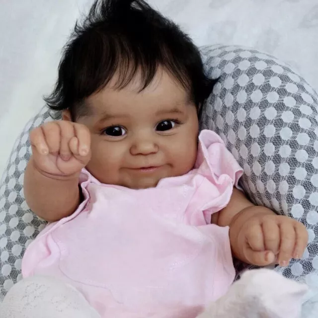 Reborn Baby Doll Realistic Lifelike Cloth Body Kids Vinyl African Black Girl