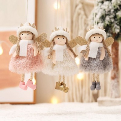 NATALE Angelo PELUCHE BAMBOLA rimorchio albero sporgente decoro festa ornamenti 