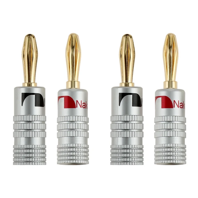 4Pcs Audio Speaker Banana Plugs for Home Theater Wall Plate Audio/Video Receiver