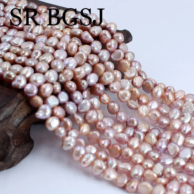 5-6mm Freeform Freshwater Cultured Purple Pearl Jewelry DIY Beads Strand 14"