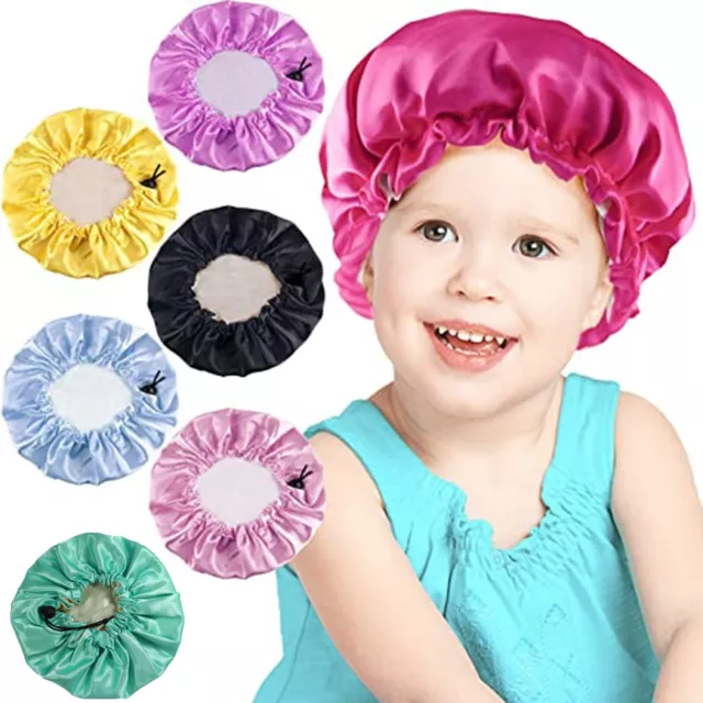 Kids Satin Bonnet Sleeping Cap Adjustable Double Layer Night Hats Toddler Child