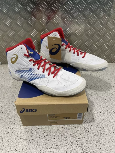 Brand New Asics JB Elite IV Wrestling Boots White/Rich Gold Size Uk-9.5 RRP £225