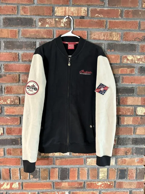 INDIAN MOTORCYCLE Charcoal & Gray Zip Up Sweatshirt Jacket  Size Medium