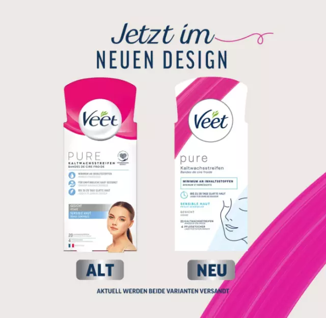 Veet Kaltwachsstreifen mit Easy-Gelwax Technology Für das Gesicht, sensible Haut