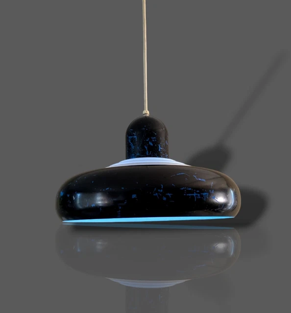 COOL MID CENTURY Modern Atomic Blue Space Age Ufo Hanging Lamp Pendant