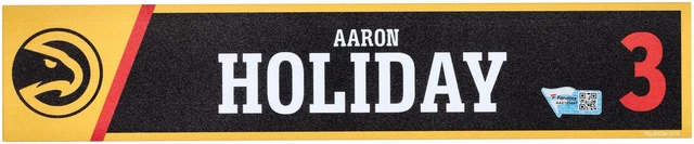 Aaron Holiday Atlanta Hawks Player-Issued #3 Black Nameplate from