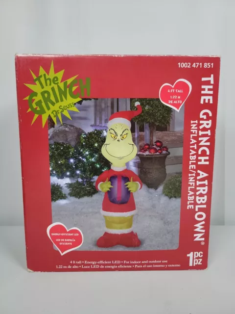 New Christmas Inflatable The Grinch Dr Seuss 4 FT Tall Airblown LED Santa Gemmy