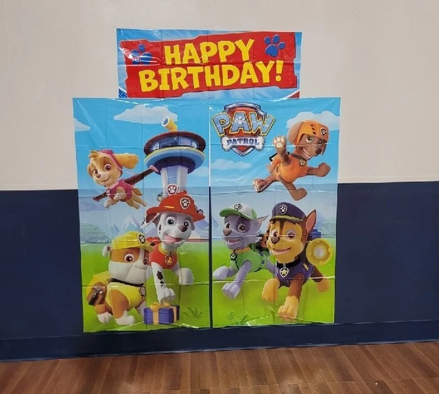 PAW PATROL HAPPY Birthday Party Scene Wall Poster Backdrop Decoration