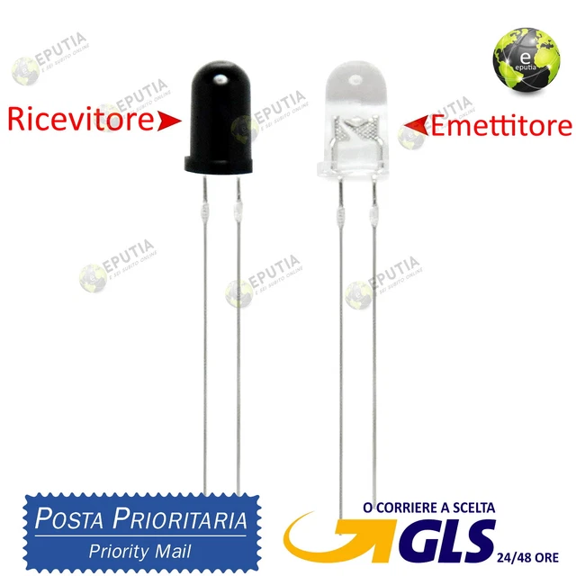Emettitore Led COPPIA LED 5mm 940nm emettitore a infrarossi e ricevitore IR diodi EUR ...