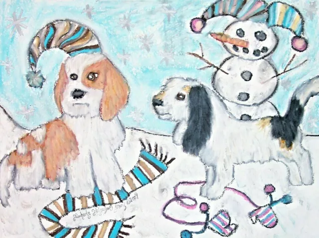 PETIT BASSET GRIFFON VENDEEN Art Print 4x6 Dog Collectible Winter Snow