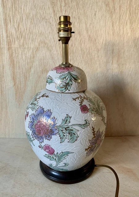 Lampada da tavolo vintage barattolo di zenzero base stile orientale motivo floreale dettaglio dorato