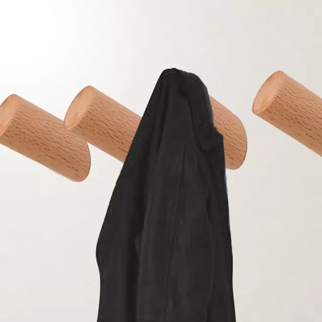 1417 Wooden Hook Wall Hanger Clothes Coat Hat Bags Towel Hanging Rack Holder UK