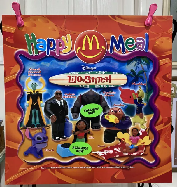 Disney Lilo & Stitch Movie Happy Meal Toys Mcdonalds Aussie Translite Sign!!!