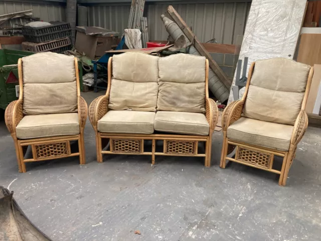 Quality 3 Piece Bamboo Conservatory Garden Suite 2 Seater & 2 Armchairs Project