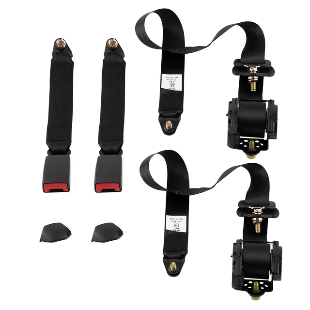 3 Point Safety Seat Belt Straps Heavy Duty Car Truck Adjustable Retractable 2pcs