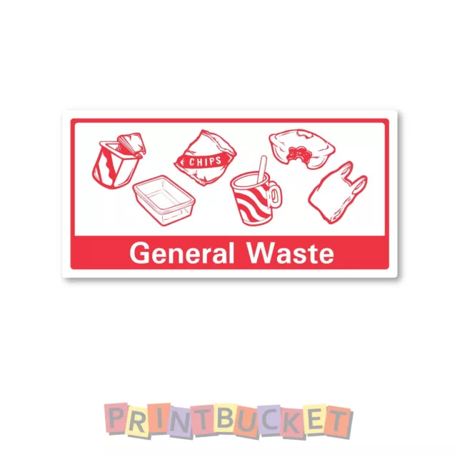 General Waste recycling sticker 200mm quality water/ fade proof vinyl