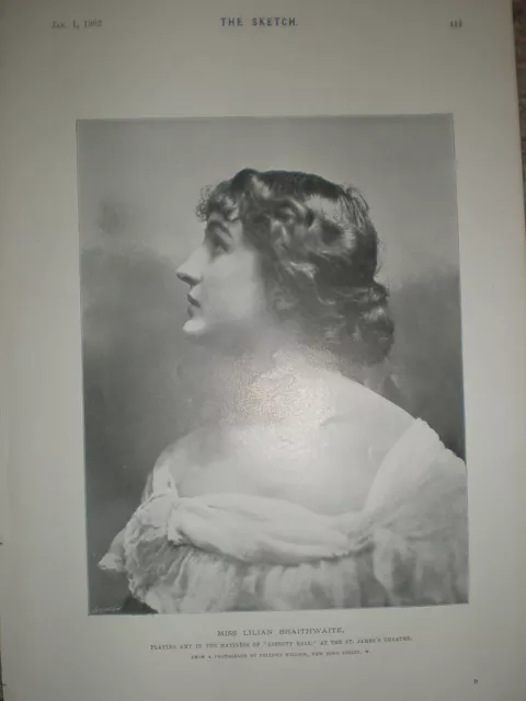 Printed photo actress Lilian Braithwaite 1902