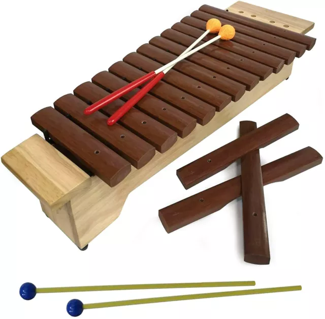 Orff Soprano Xylophone with Resonator, 16 fiberglass keys, 4 mallets Felt &Yarn