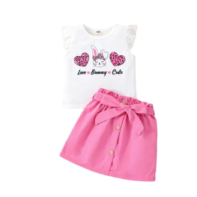 Fashion Toddler Kids Baby Girls Clothes T-shirt Tops+Shorts Skirts Outfits Set