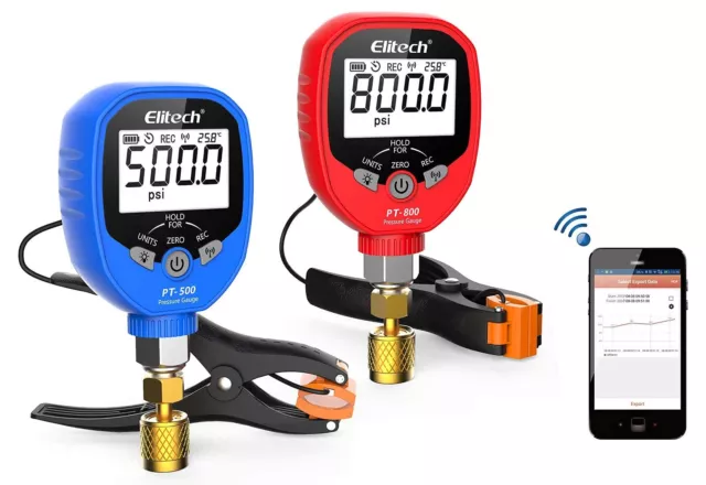 Digital Ac Gauge Set Hvac Gauges App Monitoring With Temperature Clamps 1/8'' Np