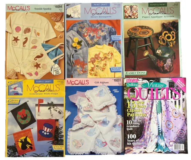 Lote de 6 libros de colección de los años 90 MCCALL’S crea libros de artesanía: manualidades de tela, pintura y papel