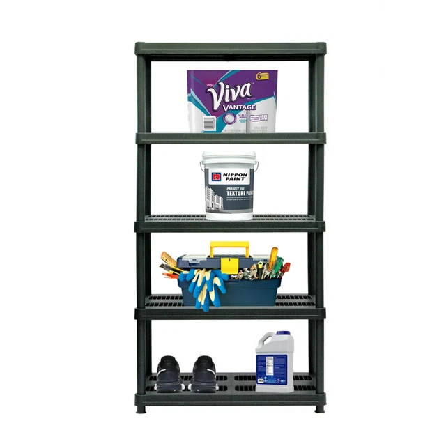 Juggernaut Storage 36W x 18D x 72H 5-Shelf Resin Shelving, 750 lb Capacity Black