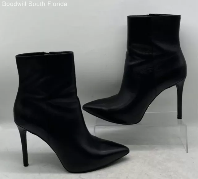 MICHAEL KORS WOMENS Leona Black Leather Pointed Toe Stiletto Ankle ...