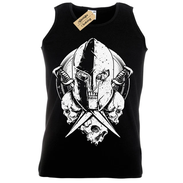 Spartan Warrior Skull Mens Tank Top mma gym fitness training workout Vest
