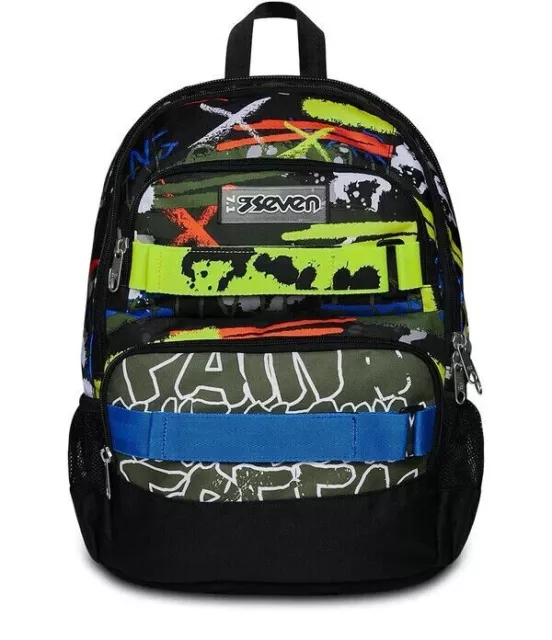 ZAINO SCUOLA SEVEN Advanced Pockets Fluo Belts boy Nuova