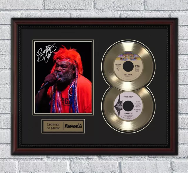George Clinton Framed Gold or Platinum 45 Record w/ Reproduction Signatures