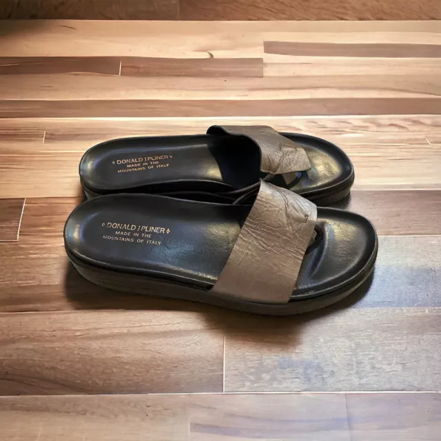 Donald J Pliner Fifi Platform Sandals Flip Flops Shoes Womens Size 9.5 Bronze